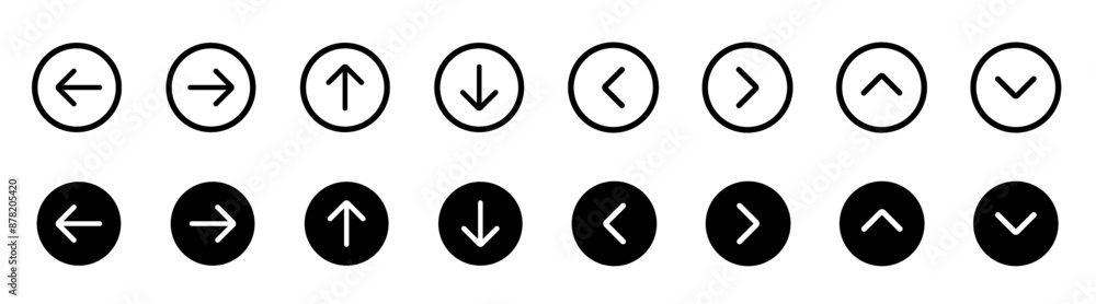 Arrows set icon. Left right up down arrow button black vector design. Vector illustration Arrows set icon. Left right up down arrow button black vector design. Vector illustration