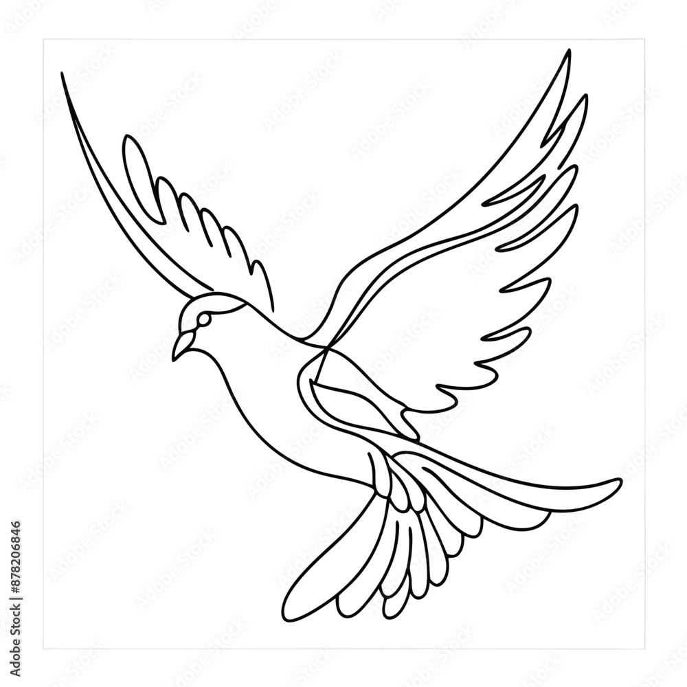 Fototapeta premium a dove, line art vector illustration isolated on a white background