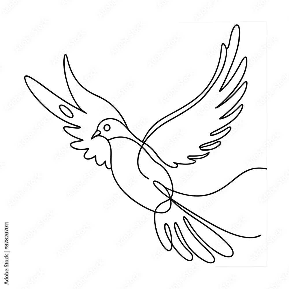 Fototapeta premium a dove, line art vector illustration isolated on a white background