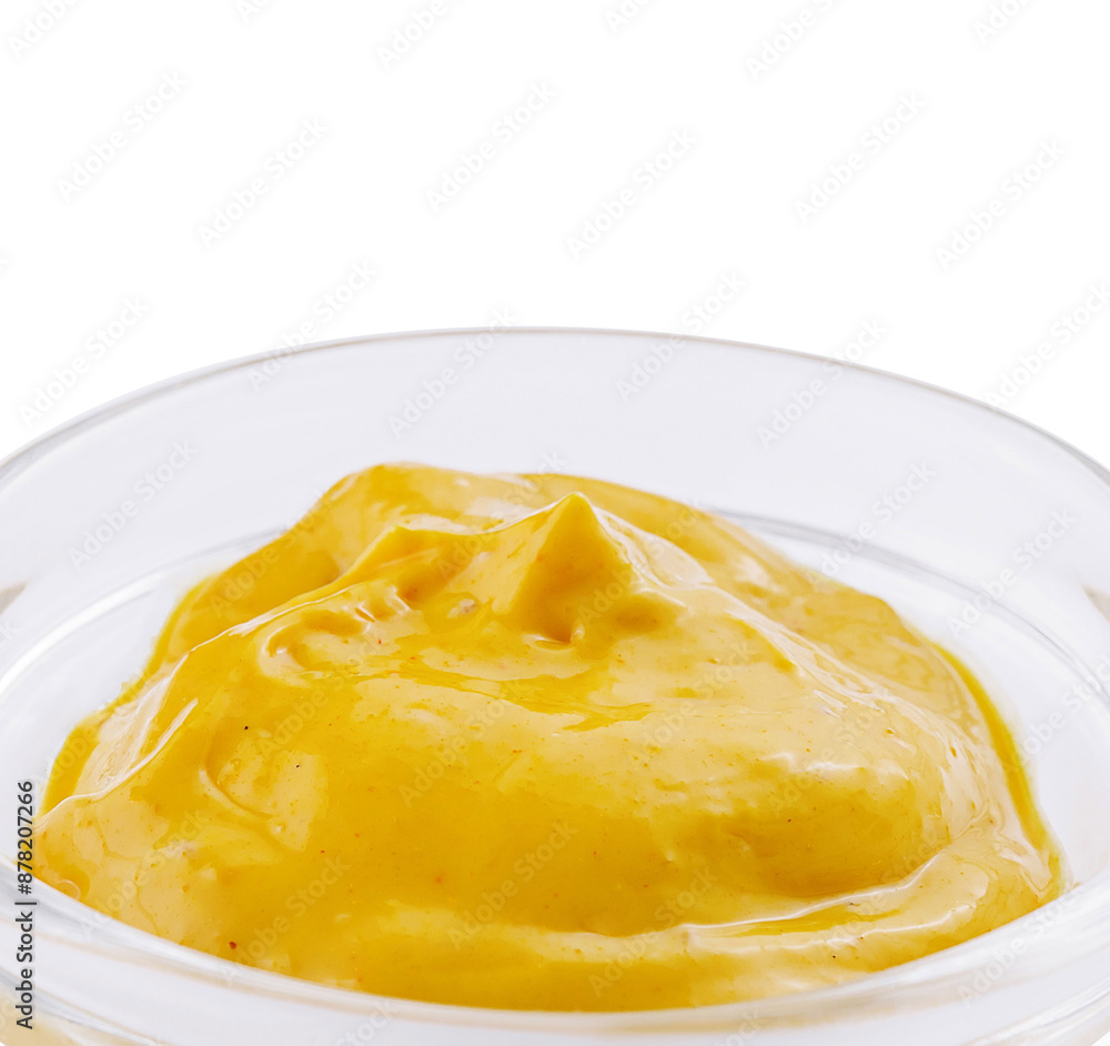 Bowl of creamy mustard sauce isolated on white Bowl of creamy mustard sauce isolated on white