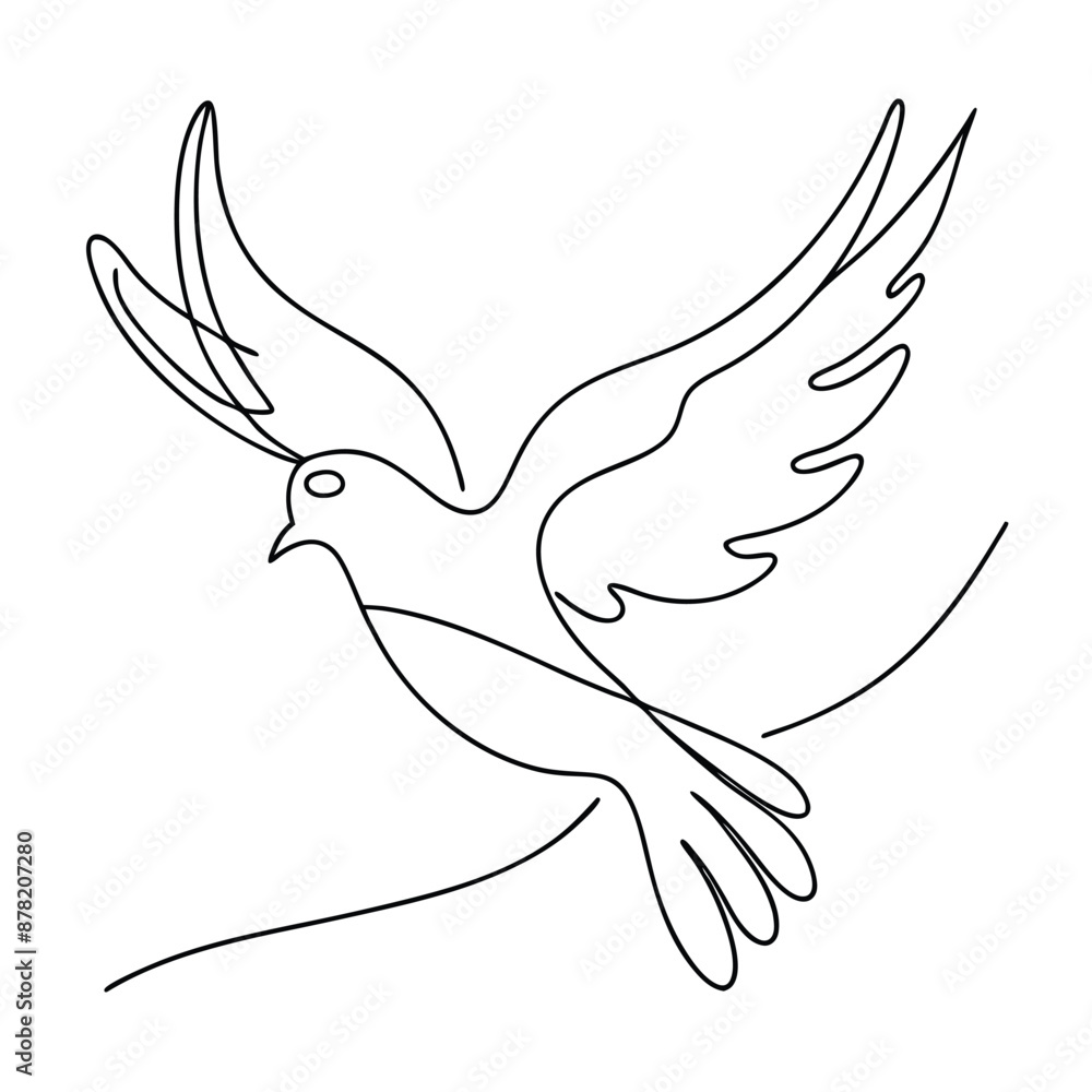 Fototapeta premium a dove, line art vector illustration isolated on a white background