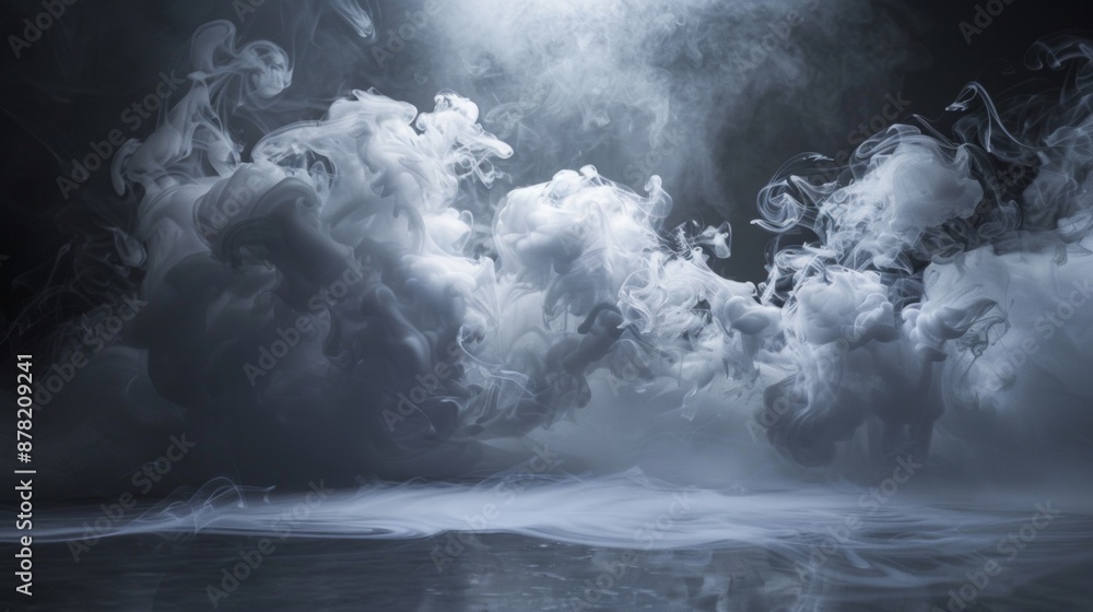 Abstract white smoke swirling in a dark room Abstract white smoke swirling in a dark room