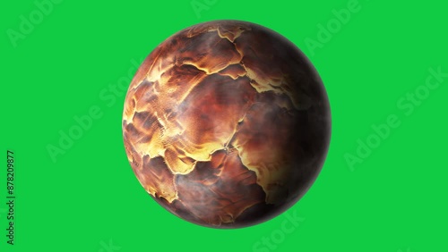 fantasy unknown planet with brown color rotation seamless looping animation in green screen