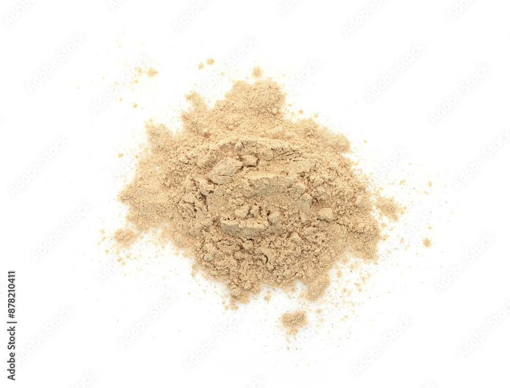 heap of maca powder isolated on white background heap of maca powder isolated on white background