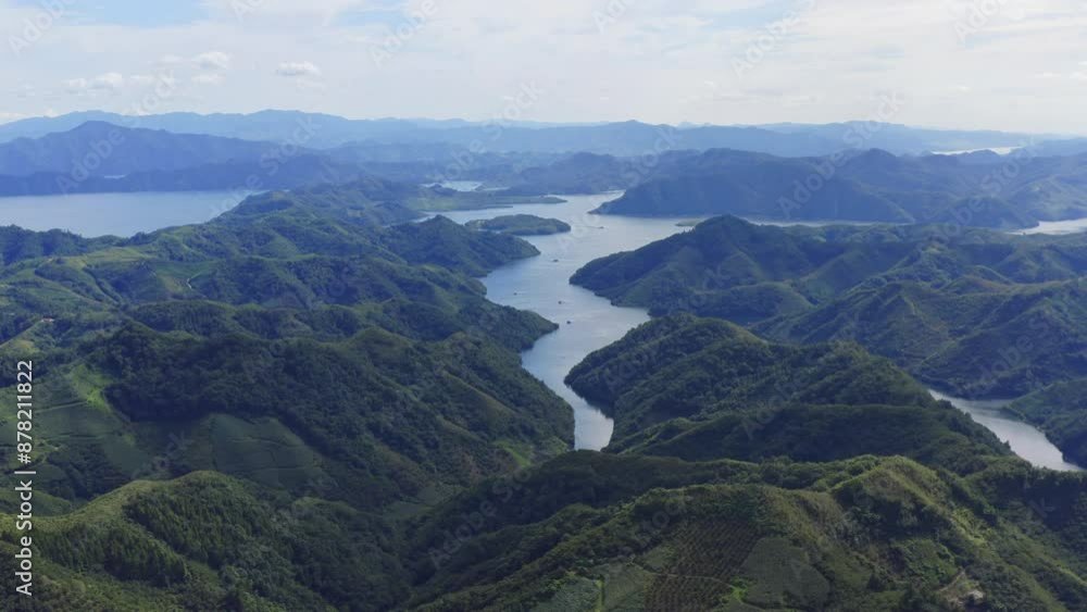 Aerial photography of the scenery of Xiaojiucaigou in Shuifeng Lake, Liaoning Province Aerial photography of the scenery of Xiaojiucaigou in Shuifeng Lake, Liaoning Province
