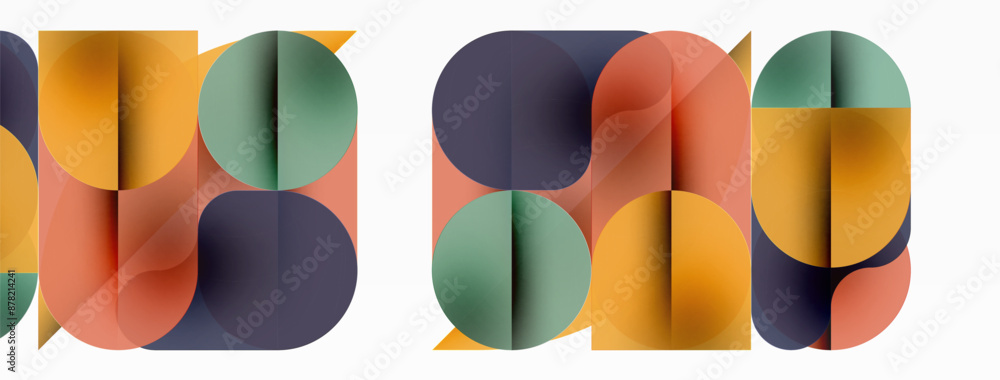 Minimal round shapes geometric abstract background. Circle design. Trendy techno business template for wallpaper, banner, background or landing Minimal round shapes geometric abstract background. Circle design. Trendy techno business template for wallpaper, banner, background or landing
