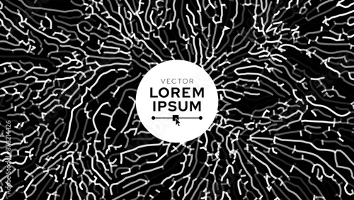 Mycelium Fungus Macro Pattern. Fungus Scientific Medical Research Background. Science Macro Pattern Backdrop. Futuristic Plant Microbiology Healthcare. Vector Illustration.