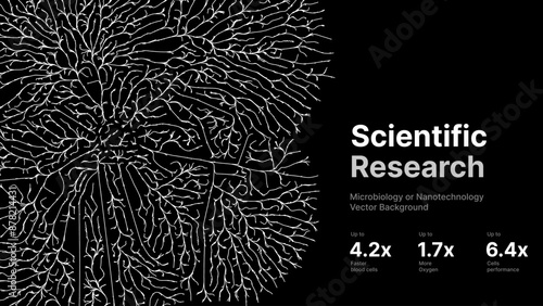 Mycelium Fungus Macro Pattern. Fungus Scientific Medical Research Background. Science Macro Pattern Backdrop. Futuristic Plant Microbiology Healthcare. Vector Illustration.