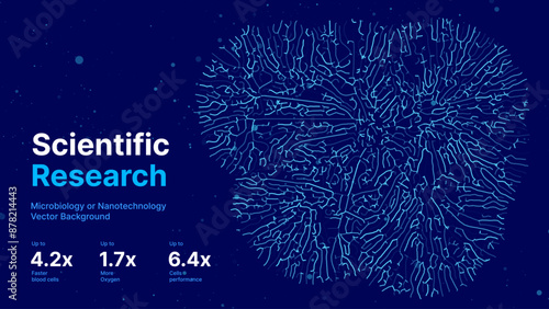 Mycelium Fungus Macro Pattern. Fungus Scientific Medical Research Background. Science Macro Pattern Backdrop. Futuristic Plant Microbiology Healthcare. Vector Illustration.