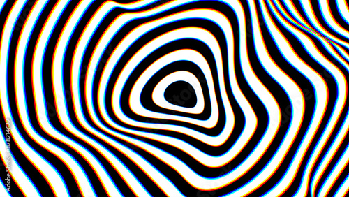 Psychedelic Warped Lines Optical Illusion Texture. Abstract Geometric Background Vector Design. Black and White Modern Pattern Op Art Illustration.