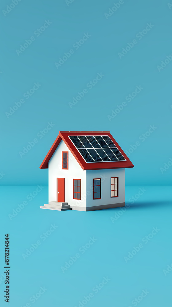 Model of a house with solar panels