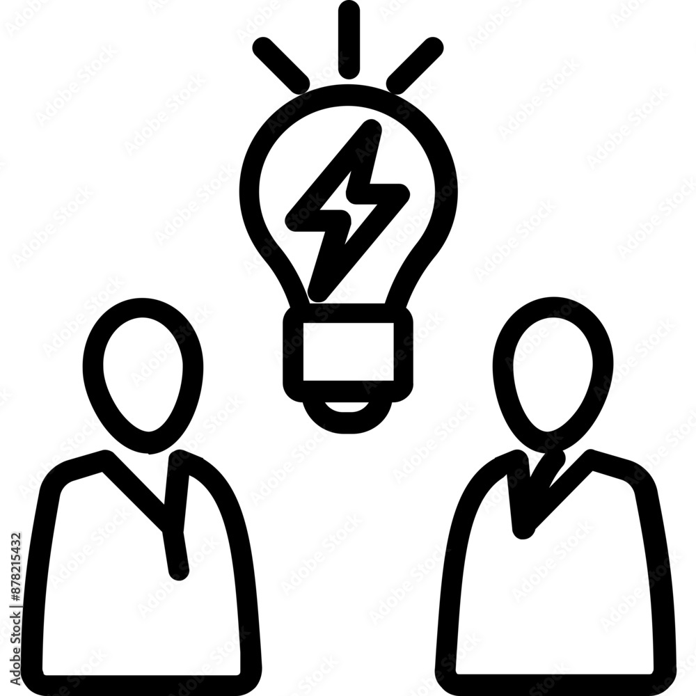 Brainstorming vector icon in outline style Brainstorming vector icon in outline style