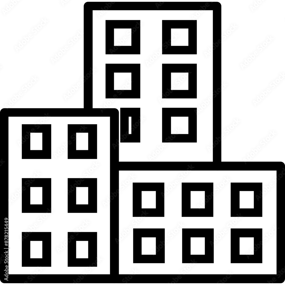 Building vector icon in outline style Building vector icon in outline style