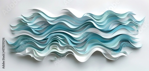 Aqua paper sculpture of a flowing river, embodying the tranquility and movement of water.