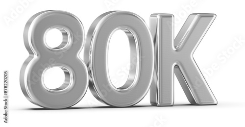 80k Followers Silver Number 3D Render