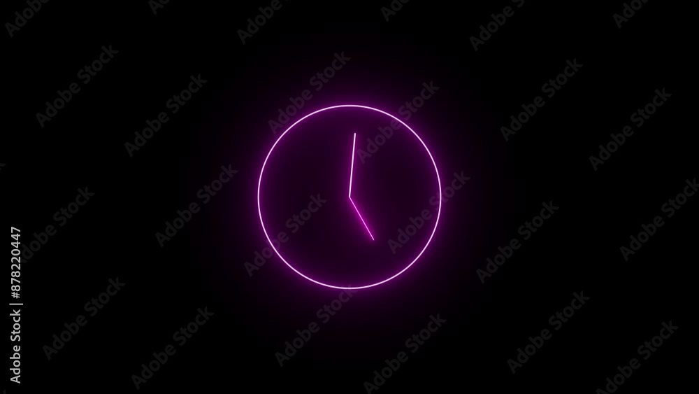 Glowing Neon Line Clock Icon.Glowing Neon Analog Clock.clock Icon Animation Black Background Video. Glowing Neon Line Clock Icon.Glowing Neon Analog Clock.clock Icon Animation Black Background Video.
