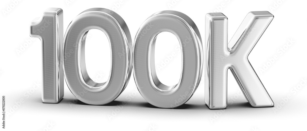 100k Followers Silver Number 3D Render 100k Followers Silver Number 3D Render