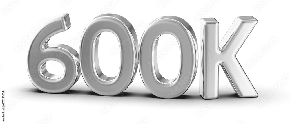 600k Followers Silver Number 3D Render 600k Followers Silver Number 3D Render