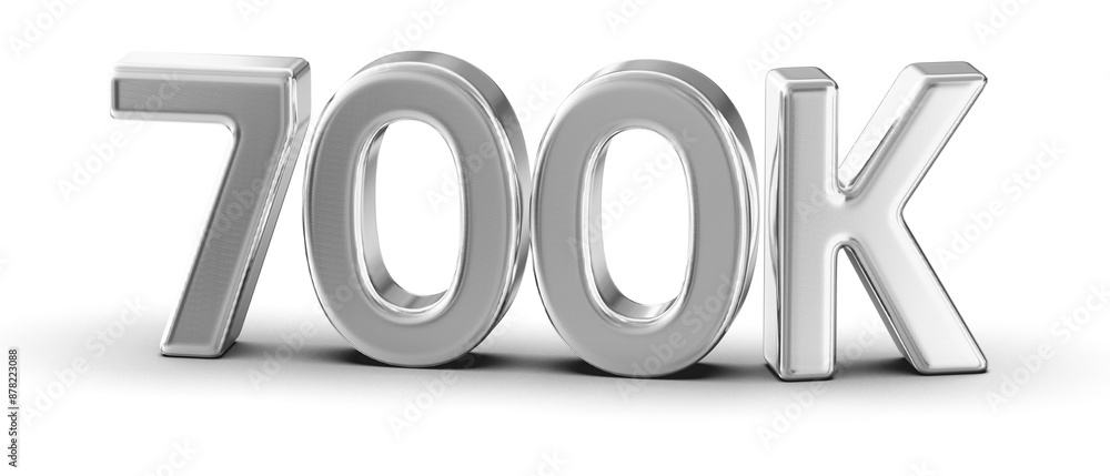 700k Followers Silver Number 3D Render 700k Followers Silver Number 3D Render