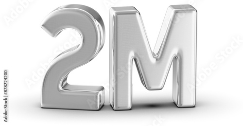 2M Followers Silver Number 3D Render photo