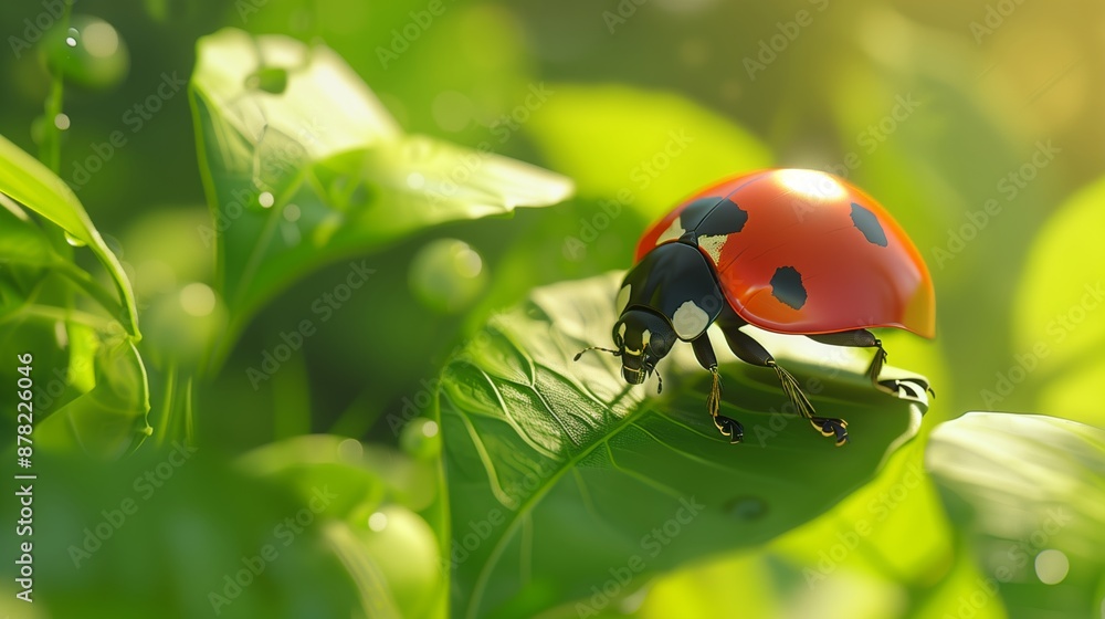 Realistic Ladybug on Leaf - 8K High-Resolution Nature Close-Up Realistic Ladybug on Leaf - 8K High-Resolution Nature Close-Up
