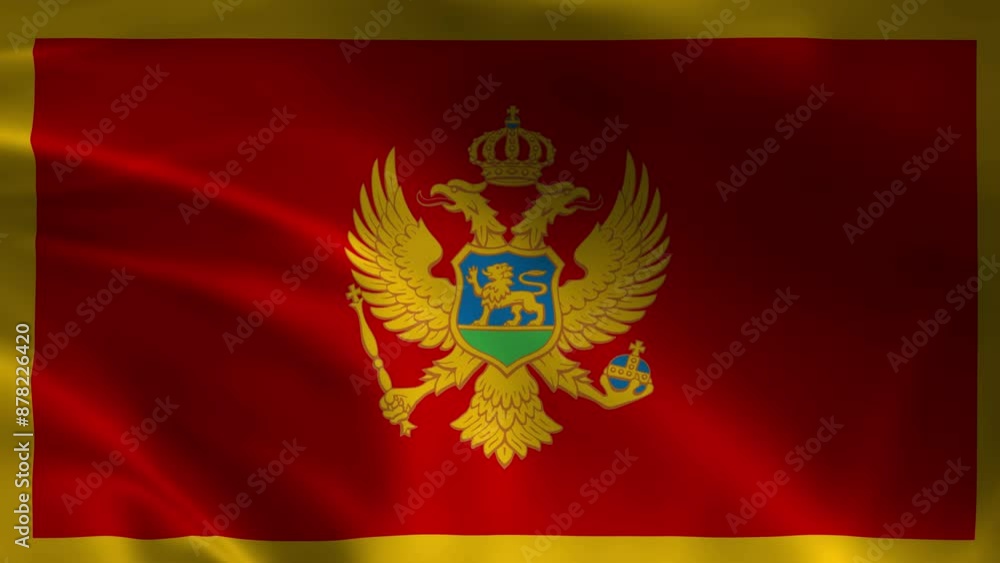 4k Highly Detailed National Flag Of Montenegro - Wavy Montenegro Flag. Close-up front view. 4k Highly Detailed National Flag Of Montenegro - Wavy Montenegro Flag. Close-up front view.