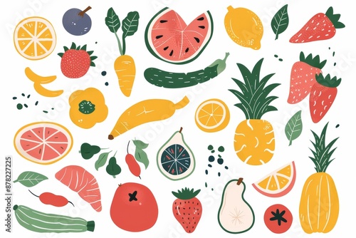 fruit and vegetable illustrations photo