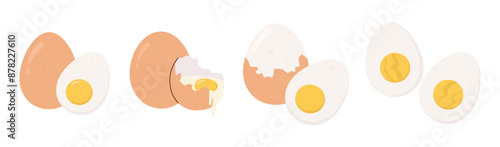chicken eggs, whole, uncooked, fresh, shiny, cooking ingredient, organic product, food, breakfast, vector illustration