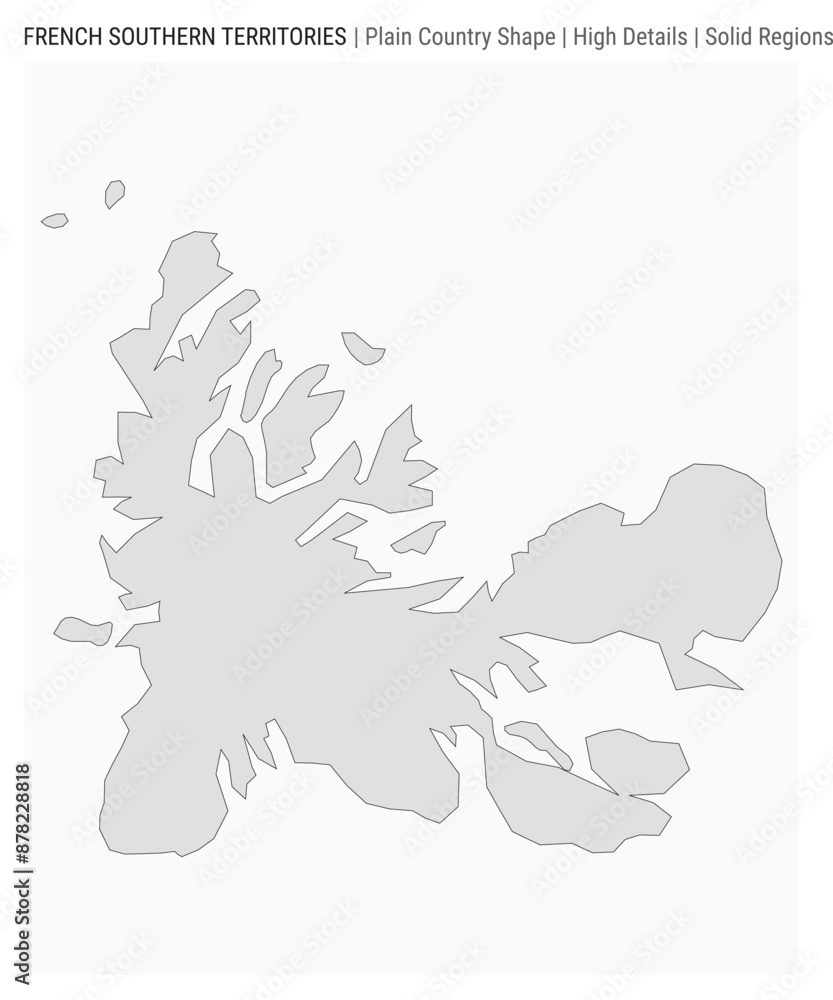 Fototapeta premium TAAF plain country map. High details. Solid regions style. Shape of TAAF. Vector illustration.