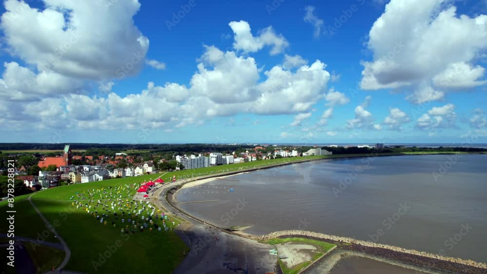 Cuxhaven - Grimmershörn bay - aerial view of the beach Cuxhaven - Grimmershörn bay - aerial view of the beach
