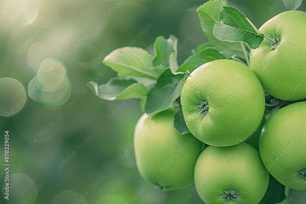 A Cluster of Green Apples Glowing in the Sunlight A Cluster of Green Apples Glowing in the Sunlight
