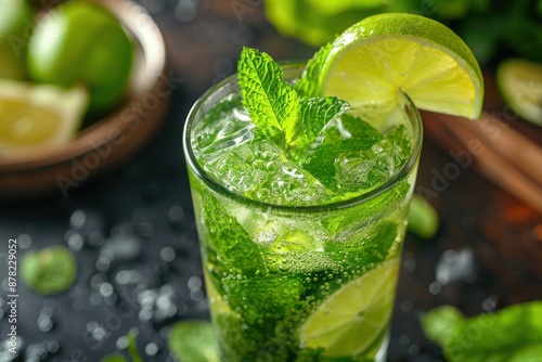 Wallpaper Mural Refreshing Mojito with Lime and Mint
 Torontodigital.ca