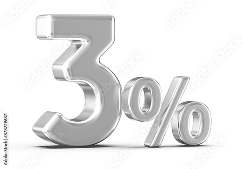 3 Percent Off Sale Silver Number 3D