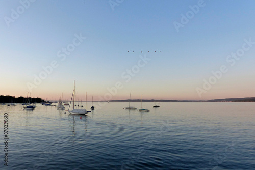 Sunset at lake Ammersee in Bavaria, Germany photo