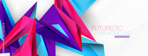 Minimal geometric abstract background. Low poly dynamic triangle design. Trendy techno business template for wallpaper, banner, background or landing