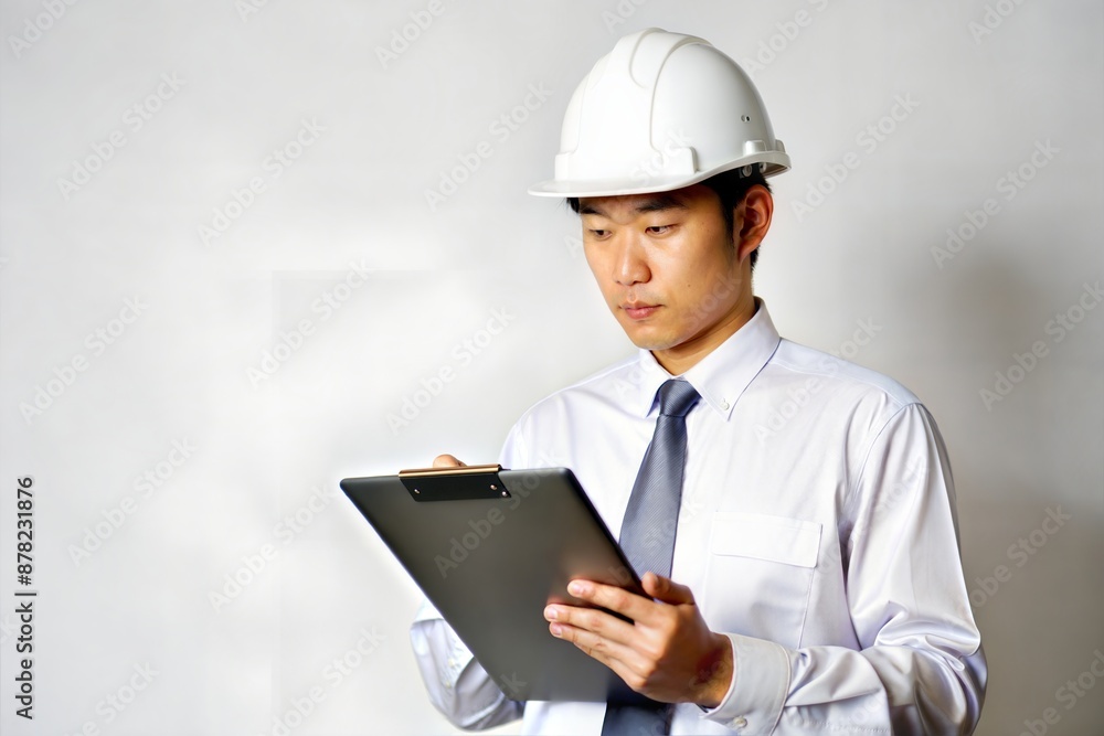 Asian Engineer Planning Project on Clipboard
Asian Engineer Planning Project on Clipboard