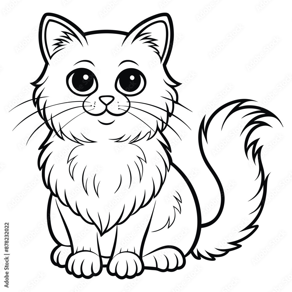 Birman cat standing side view. Ink black and white doodle drawing in woodcut style. Birman cat standing side view. Ink black and white doodle drawing in woodcut style.