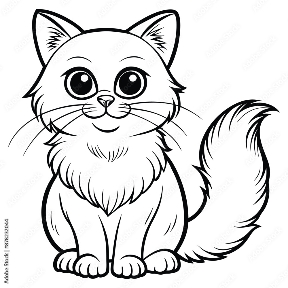 Birman cat standing side view. Ink black and white doodle drawing in woodcut style. Birman cat standing side view. Ink black and white doodle drawing in woodcut style.