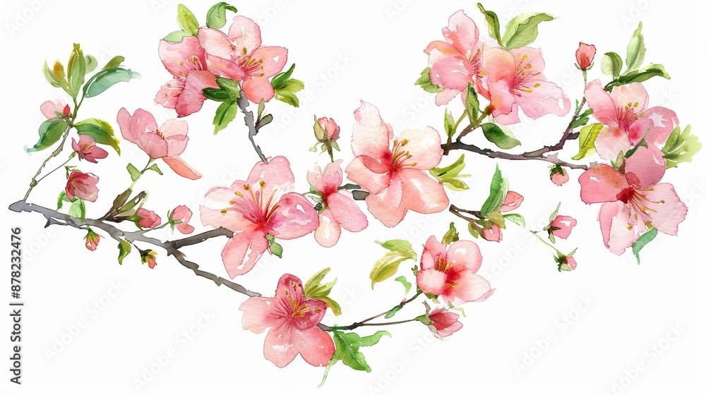 Naklejka premium Watercolor Painting of Pink Blossoms