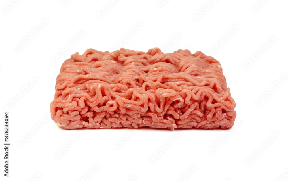 Fresh raw minced beef meat isolated on white. Fresh raw minced beef meat isolated on white.