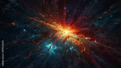 Wallpaper Mural A stunning cosmic nebula explodes with vibrant colors and dynamic energy, showcasing the beauty and mystery of outer space.
 Torontodigital.ca