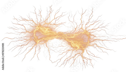 An electrifying image depicting a dynamic burst of electrical energy isolated on transparent background 