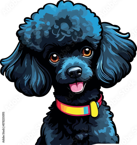 Beautiful Black Poodle dog Clipart Illustrations & vector 