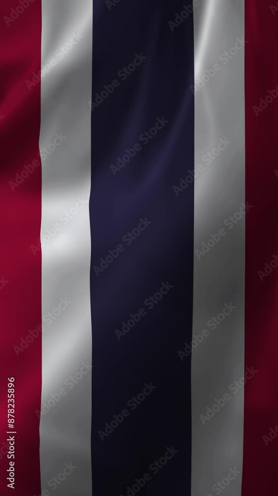 4k Highly Detailed National Flag Of Thailand - Wavy Thailand Flag. Close-up front view. Vertical Waving Flag. 4k Highly Detailed National Flag Of Thailand - Wavy Thailand Flag. Close-up front view. Vertical Waving Flag.