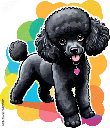 Beautiful Black Poodle dog Clipart Illustrations & vector 