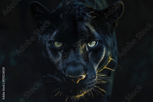 Front view of Panther on dark background. photo