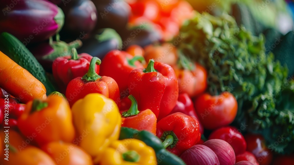 Close-up of colorful fresh vegetables at a market Close-up of colorful fresh vegetables at a market