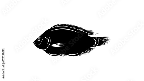 Tilapia emblem, black isolated silhouette