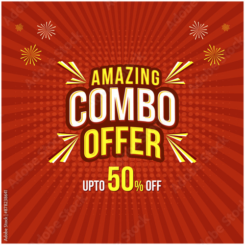 Amazing Combo Offer Logo Unit Vector Design. Retail, FMCG, Electronics, Textiles, Buy 1 Get 1. Advertising and Promotional Design Templates vector layered