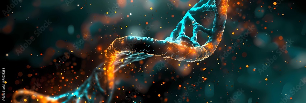 Glowing Double Helix DNA in Teal and Orange: 3D Rendering Glowing Double Helix DNA in Teal and Orange: 3D Rendering